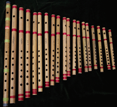 Bambustværfløjte i E - høj - 27 cm
