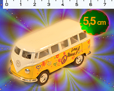 VW HIPPIEBUS årgang 1962 in size 1:32 (small - yellow)